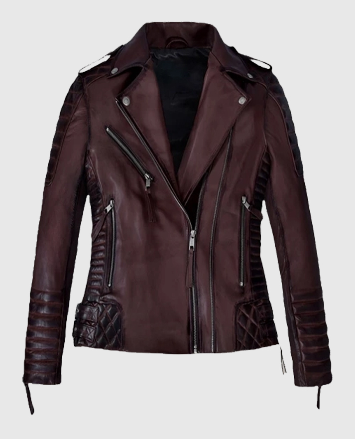 Women's Charlotte Burnt Wine Leather Jacket